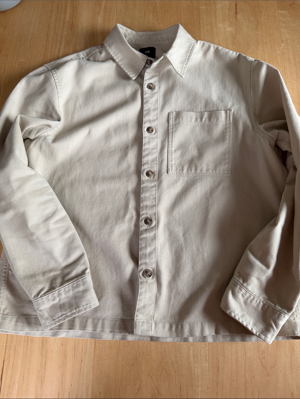 H&M Light Beige Button-Front Shirt Jacket